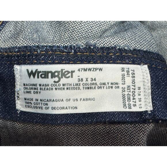 NWT Wrangler 47MWZ Men's Regular Fit Straight Leg Blue Denim Jeans - Size 38x34 - Picture 7 of 7